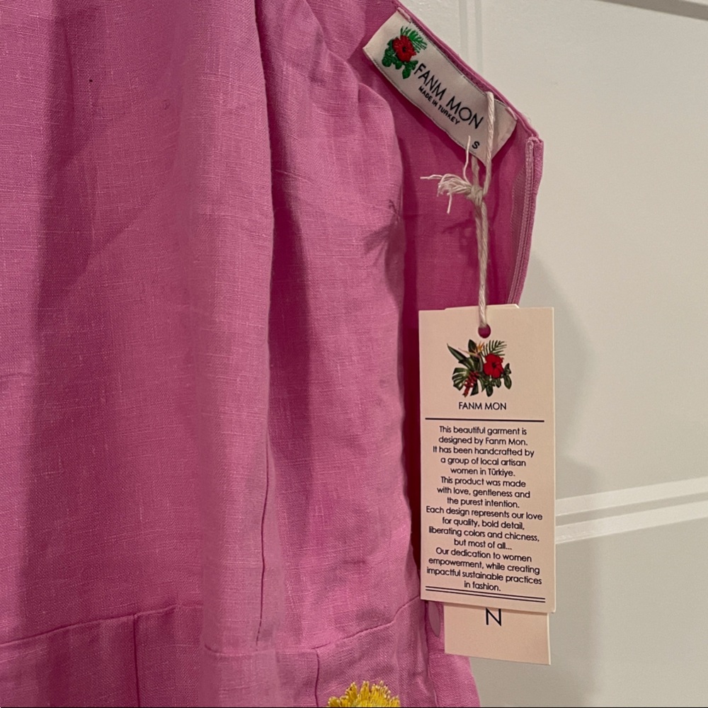 Fanm Mon, Pink Floral Embroidered Maxi Dress, Size S - Picture 2 of 9